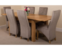 That's Furniture Richmond 140Cm - 220Cm Oak Extending Dining Table And 6 Chairs Dining Set With Lola Grey Fabric Chairs - thumbnail 1
