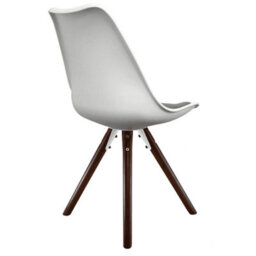 Fusion Living Soho White & Dark Grey Plastic Dining Chair With Pyramid Dark Wood Legs - thumbnail 4
