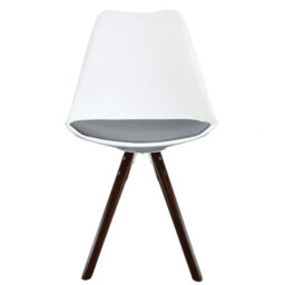 Fusion Living Soho White & Dark Grey Plastic Dining Chair With Pyramid Dark Wood Legs - thumbnail 7