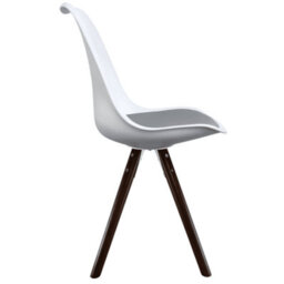 Fusion Living Soho White & Dark Grey Plastic Dining Chair With Pyramid Dark Wood Legs - thumbnail 6