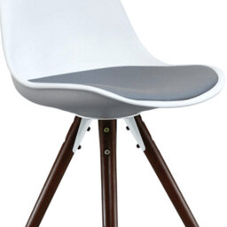 Fusion Living Soho White & Dark Grey Plastic Dining Chair With Pyramid Dark Wood Legs - thumbnail 3