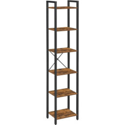 Songmics Industrial 6-Tier Shelving Unit, Bookshelf, Office Study Bookcase, Organizing Shelves, Rustic Brown And Black - thumbnail 8