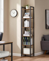 Songmics Industrial 6-Tier Shelving Unit, Bookshelf, Office Study Bookcase, Organizing Shelves, Rustic Brown And Black - thumbnail 1
