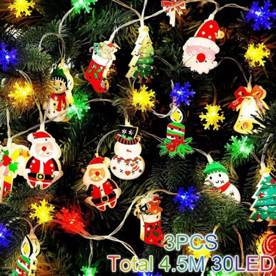 CLEFFNS Christmas Lights Decoration, 15Ft 30Led Christmas Tree Snowman Crutch String Lights For Xmas Festive Decorations, Battery Operated - image 1