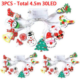 CLEFFNS Christmas Lights Decoration, 15Ft 30Led Christmas Tree Snowman Crutch String Lights For Xmas Festive Decorations, Battery Operated - thumbnail 6