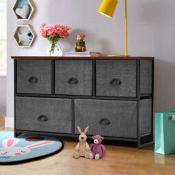 5 Drawers Cabinet 2-Tier Fabric Storage Organizer Chest Of Drawers With Baskets - thumbnail 5
