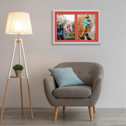 AK Frames 20X14 Silver Sleek Multi Photo Frame With Poppy Red Mount - Holds 2 Apertures (2X) A4 Photos - thumbnail 3