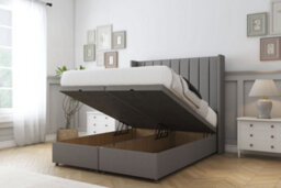 "Comfort Palermo Pewter Dumfries Ottoman Bed Base With 54"" Wingback Headboard 4' Small Double" - thumbnail 2