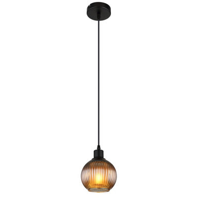 Luminosa Lighting Luminosa Zumba Dome Pendant Ceiling Light Matt Black Ball Glass Shade 1X E27 - image 1