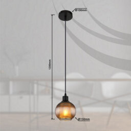 Luminosa Lighting Luminosa Zumba Dome Pendant Ceiling Light Matt Black Ball Glass Shade 1X E27 - thumbnail 7
