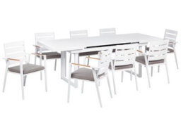 Beliani Garden Dining Set 8 Seater Valcanetto/taviano With Cushions Metal Grey - thumbnail 1