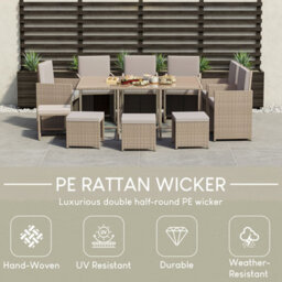 Lassic Garden Vida Cuba Natural 10 Seater Rattan Garden Outdoor Bistro Set With Cover - thumbnail 9