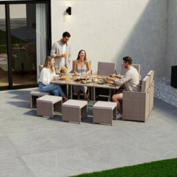 Lassic Garden Vida Cuba Natural 10 Seater Rattan Garden Outdoor Bistro Set With Cover - thumbnail 2