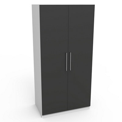 Form Darwin Gloss Anthracite & White Double Wardrobe (H)2004mm (W)1000mm (D)566mm