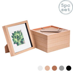 "Nicola Spring 8 X 8"" Photo Frames - Light Wood/white Mount - 3D Picture Frame Box Portrait Display Case (22.5 X 22.5Cm) Set Of 5" - thumbnail 1