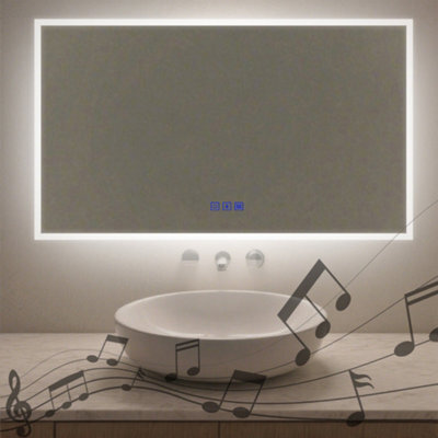 Maerts-E 1200X700mm Bluetooth Bathroom Led Mirror With Demister 3 Light Colors Dimmable Wall Switch/touch Sensor Control - image 1