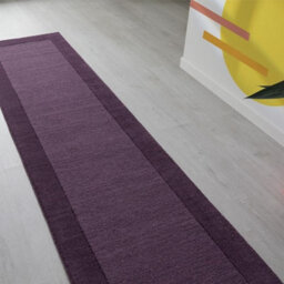 Handmade Luxurious Easy To Clean Modern Wool Bordered Purple Plain Wool Living Room & Bedroom Rug-120Cm X 170Cm - thumbnail 7