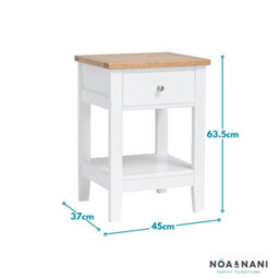 Nöa & Nani Noa & Nani 1 Drawer Bedside Table In White & Oak Leines - thumbnail 4