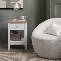 Nöa & Nani Noa & Nani 1 Drawer Bedside Table In White & Oak Leines - thumbnail 2