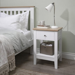 Nöa & Nani Noa & Nani 1 Drawer Bedside Table In White & Oak Leines - thumbnail 1