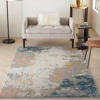 Luxurious Grey Blue Modern Abstract Rug For Living Room Bedroom & Dining Room-66 X 230Cm (Runner) - image 1
