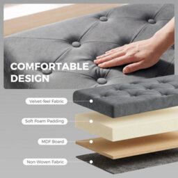Foldable Ottoman Footrest With Wood Legs, Grey - thumbnail 6