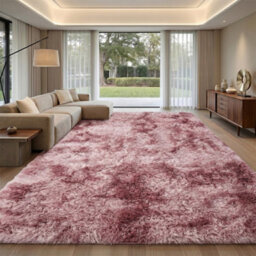 Ultra Soft Pink Shaggy Rug - Anti-Slip, Fluffy Floor Mat For Bedroom & Living Room, 60X120Cm
