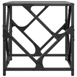 Berkfield Coffee Table With Black Glass Top 40X40X41 Cm Steel - thumbnail 5