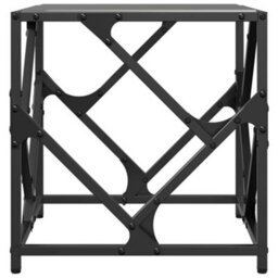 Berkfield Coffee Table With Black Glass Top 40X40X41 Cm Steel - thumbnail 4