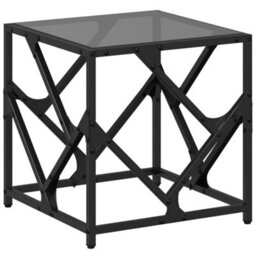 Berkfield Coffee Table With Black Glass Top 40X40X41 Cm Steel - thumbnail 2