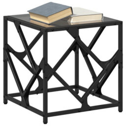 Berkfield Coffee Table With Black Glass Top 40X40X41 Cm Steel - thumbnail 3