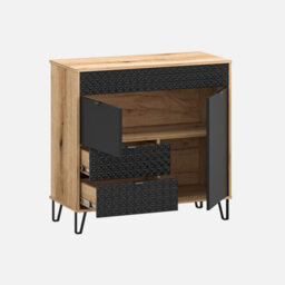 Heze Furniture Bellano 2 Door 2 Drawers Sideboard - Evok Oak / Black - thumbnail 3