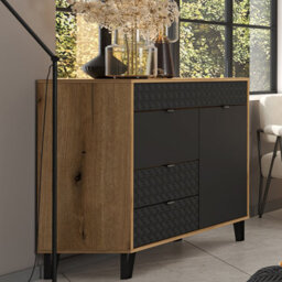 Heze Furniture Bellano 2 Door 2 Drawers Sideboard - Evok Oak / Black - thumbnail 2