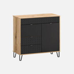 Heze Furniture Bellano 2 Door 2 Drawers Sideboard - Evok Oak / Black - thumbnail 1