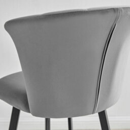 Furniturebox Juniper Grey Soft Touch Velvet Fluted Art Deco Bar Stools With Black Legs (Set Of 2) - thumbnail 5