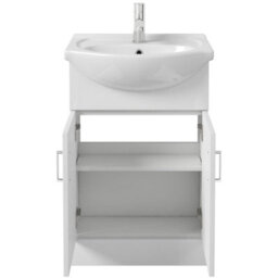 Affine 650mm Freestanding Bathroom Vanity Unit & Basin Single Tap Hole White Gloss - thumbnail 6