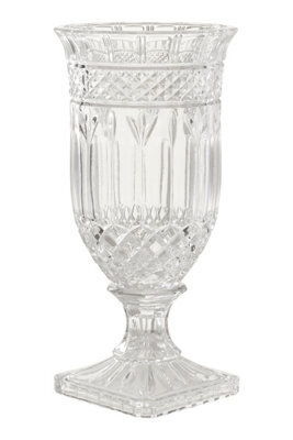 Orsina Footed Vase With Square Base, White Polyresin Design With Textured Finish, Ideal For Displaying - image 1