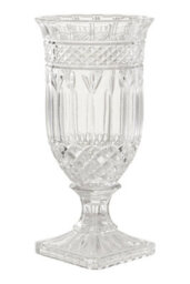 Orsina Footed Vase With Square Base, White Polyresin Design With Textured Finish, Ideal For Displaying - thumbnail 1