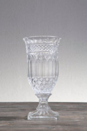 Orsina Footed Vase With Square Base, White Polyresin Design With Textured Finish, Ideal For Displaying - thumbnail 3