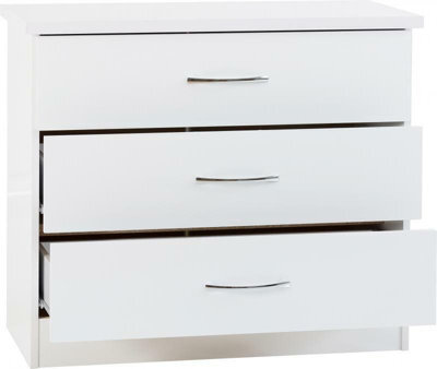 Seconique Nevada 3 Drawer Chest White High Gloss - image 1
