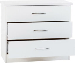 Seconique Nevada 3 Drawer Chest White High Gloss - thumbnail 1