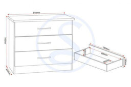 Seconique Nevada 3 Drawer Chest White High Gloss - thumbnail 3
