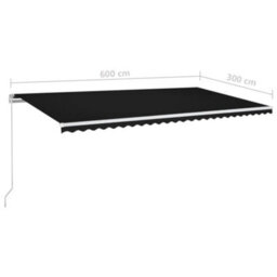 Berkfield Manual Retractable Awning With Led 600X300 Cm Anthracite - thumbnail 7