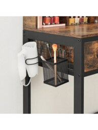 LEDREM Vasagle Dressing Table With Mirror And Stool, Vanity Table With Tri-Fold Mirror, 3 Drawers, Rustic Brown And Black - thumbnail 5