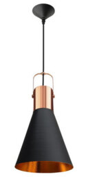 Long Life Lamps Company Retro Industrial Black Metal Ceiling Pendant Light With Gold Finish Inner M0032 - thumbnail 3
