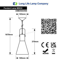 Long Life Lamps Company Retro Industrial Black Metal Ceiling Pendant Light With Gold Finish Inner M0032 - thumbnail 2