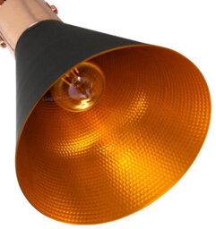 Long Life Lamps Company Retro Industrial Black Metal Ceiling Pendant Light With Gold Finish Inner M0032 - thumbnail 6