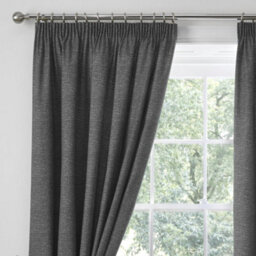 Dreams & Drapes Pembrey Textured Pair Of Charcoal Pencil Pleat Curtains With Tie-Backs - thumbnail 2