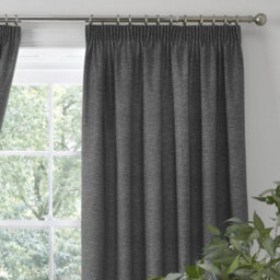 Dreams & Drapes Pembrey Textured Pair Of Charcoal Pencil Pleat Curtains With Tie-Backs - thumbnail 3