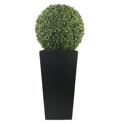 GreenBrokers 40Cm Boxwood Topiary Ball In Tall Black Tin Planter (95Cm)